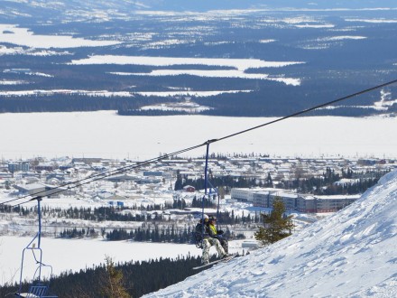 Smokey's Chair Lift with Beautiful Labrador City in the Background Smokey's Chair Lift with Beautiful Labrador City in the Background